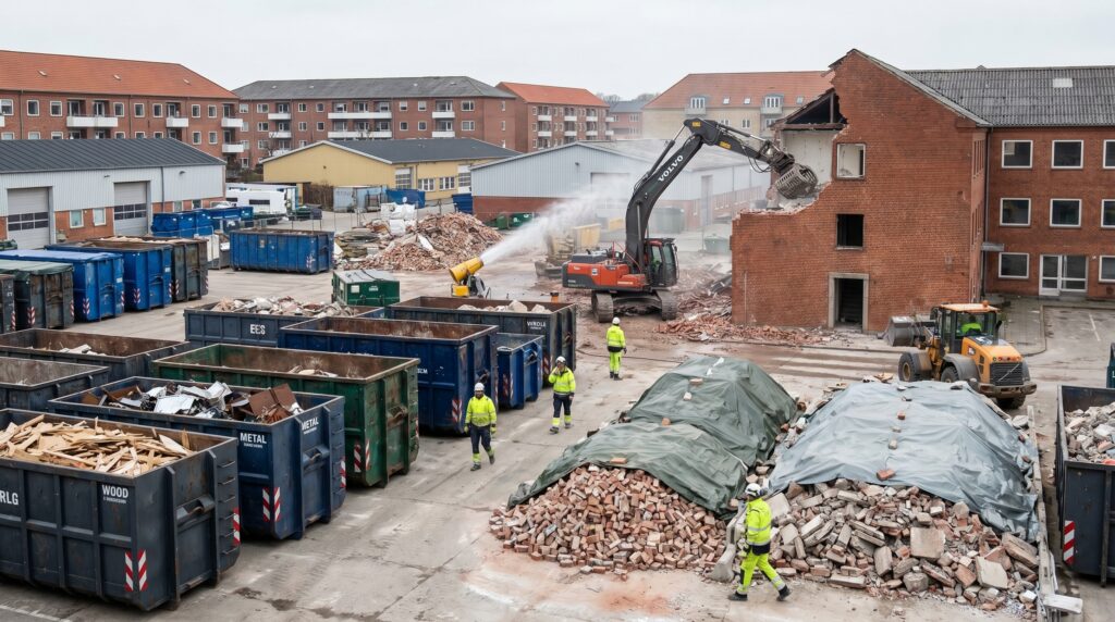 Hvilke materialer og fraktioner håndteres ved selektiv nedrivning?