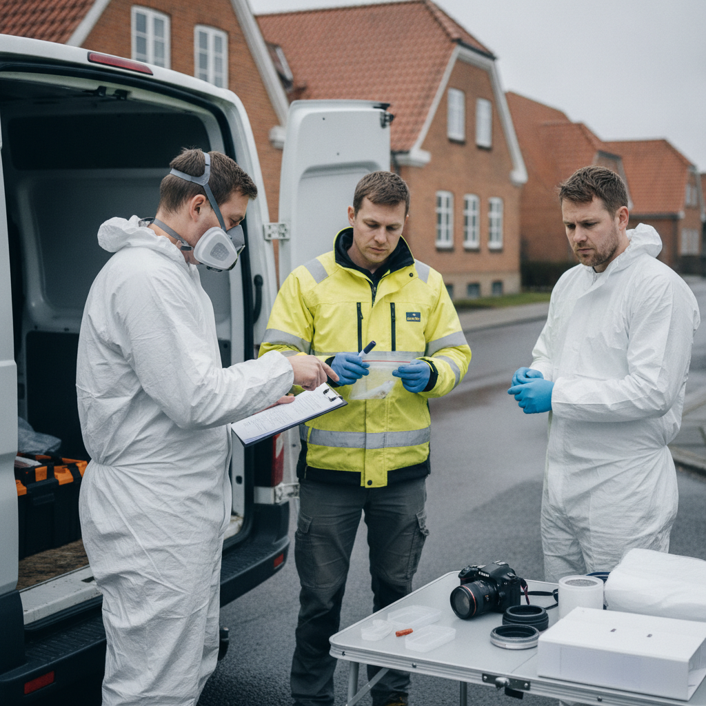 arbejdsmiljørådgiver, miljøscreening, miljøkortlægning, prøvetagning, dokumentation, instruktion, arbejdsmiljø, asbest, pcb, bly, chlorparaffiner, renovering, nedrivning, udendørs, byggeplads, værnemidler, sikkerhedsudstyr, respirator, prøver, affaldshåndtering, dansk parcelhus, forstad, mursten, hus, bolig, håndværker
