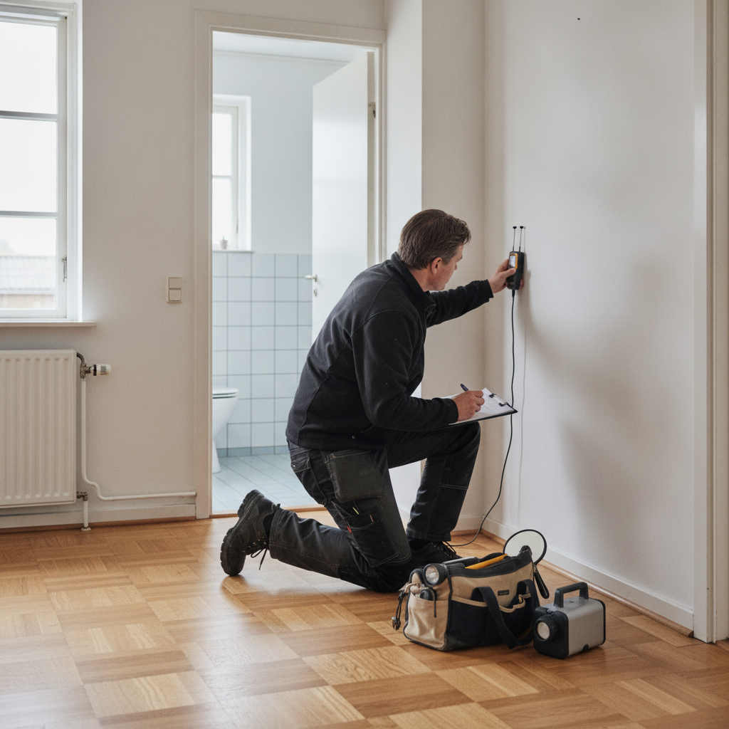 byggesagkyndig, byggeteknisk gennemgang, boliggennemgang, fugtmåling, termografi, el-tjek, ekstra undersøgelser, indendørs, parcelhus, dansk bolig, huskøb, køberrådgivning, inspektion, rapport, måleudstyr, fugt, væg, trægulv, renovering, professionel, pris, tilbud, hus, bolig, håndværker