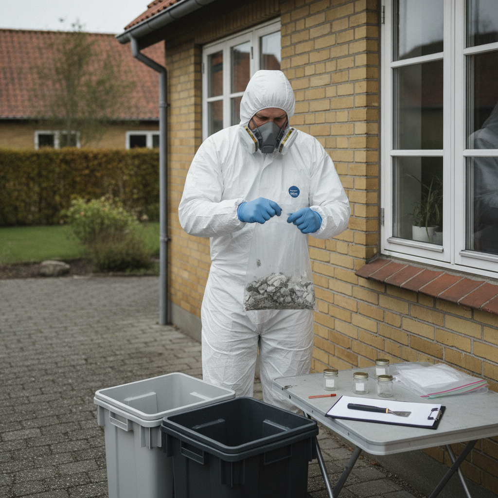 nedrivning, byggeaffald, pcb, pcb-holdigt affald, miljøscreening, prøvetagning, laboratorieprøve, affaldssortering, farligt affald, dokumentation, aflevering, genbrugsplads, udendørs, parcelhus, mursten, vindue, fuger, termorude, renovering, selektiv nedrivning, pris, tilbud, hus, bolig, håndværker