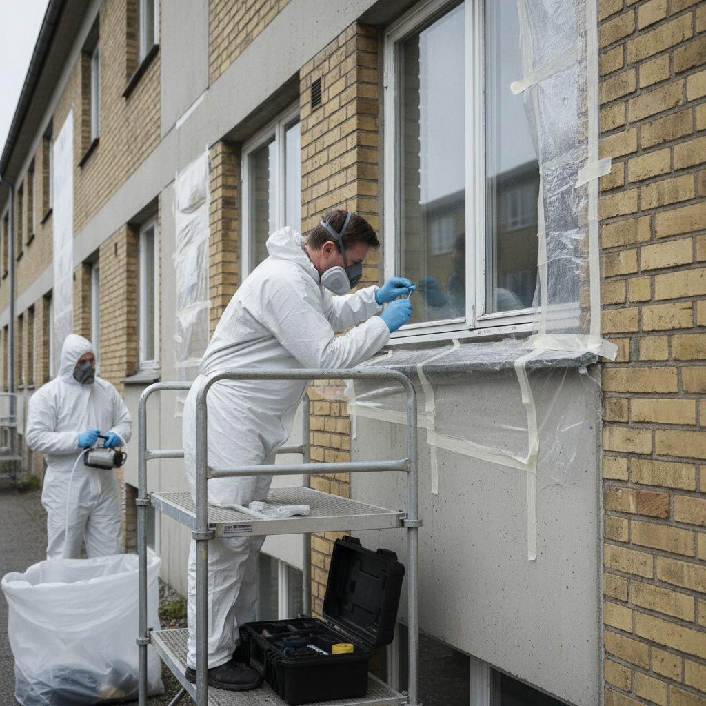 miljørådgiver, pcb, pcb-regler, pcb-screening, prøvetagning, kortlægning, sanering, fuger, vinduer, termoruder, byggeaffald, farligt affald, affaldssortering, renovering, udendørs, etageejendom, mursten, beton, stillads, værnemidler, arbejdsmiljø, professionel, hus, bolig, håndværker