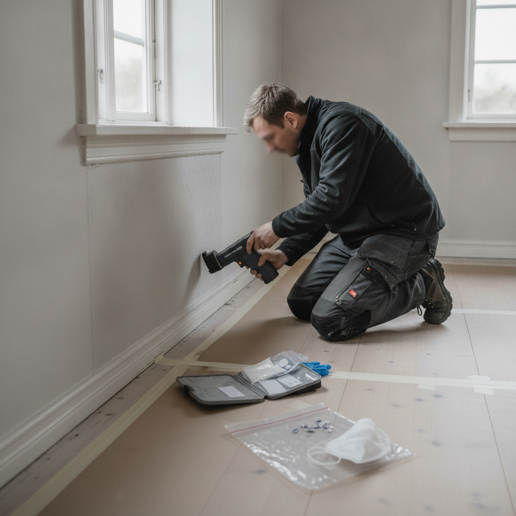 miljørådgiver, miljøscreening, tungmetaller, bly, cadmium, arsen, kviksølv, xrf-måling, prøvetagning, laboratorieanalyse, dokumentation, affaldshåndtering, farligt affald, renovering, indendørs, parcelhus, ældre byggeri, vindue, træværk, maling, støvkontrol, værnemidler, hus, bolig, håndværker